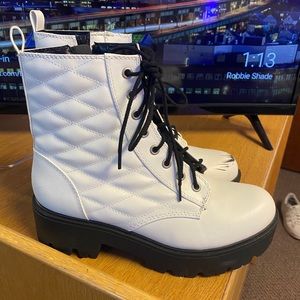 White combat boots
